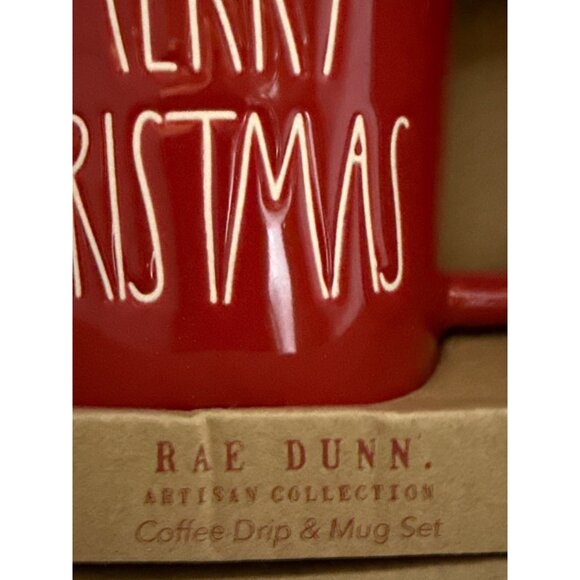 Rae Dunn "COFFEE" drip and "MERRY CHRISTMAS" mug set New in Box - Picture 3 of 3